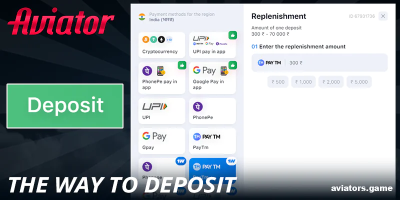 How to Make a Deposit in 1Win Aviator (India)