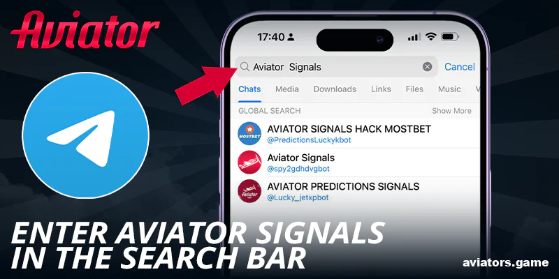 Search for Aviator Signals in the app