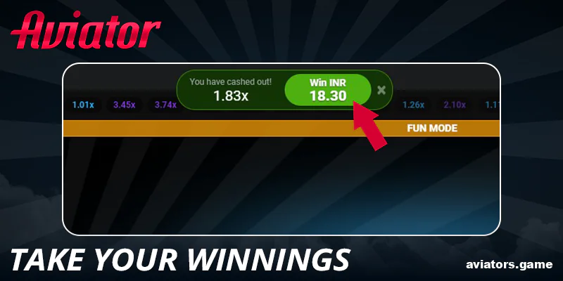 Claim your profit in the Aviator game.