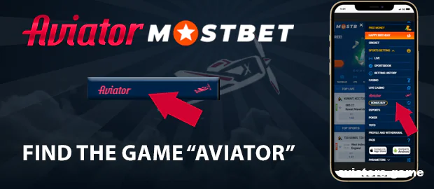 Locating the Aviator game within the Mostbet app interface