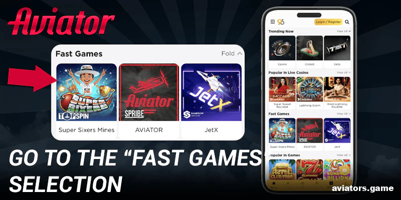 The 'Quick Games' menu within the 96in Aviator India mobile app