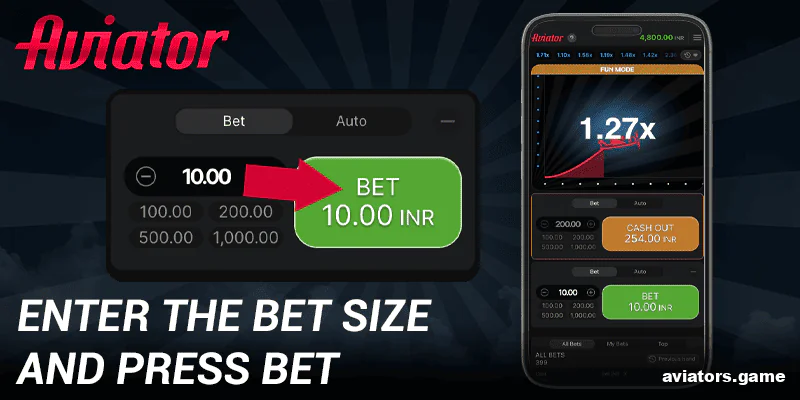 Placing and confirming your bet in the 96in Aviator mobile app