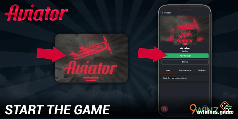 Locate the Aviator game within the 9winz app and launch it.