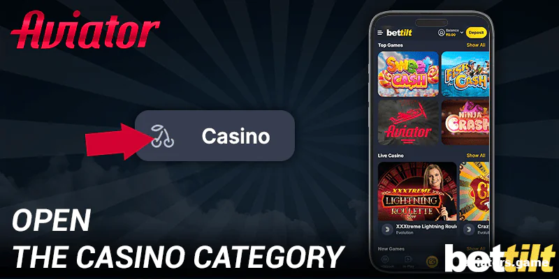 Navigate to the Casino section within the Bettilt mobile application.