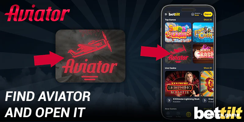 Locate and launch the Aviator game from the Bettilt mobile app menu.