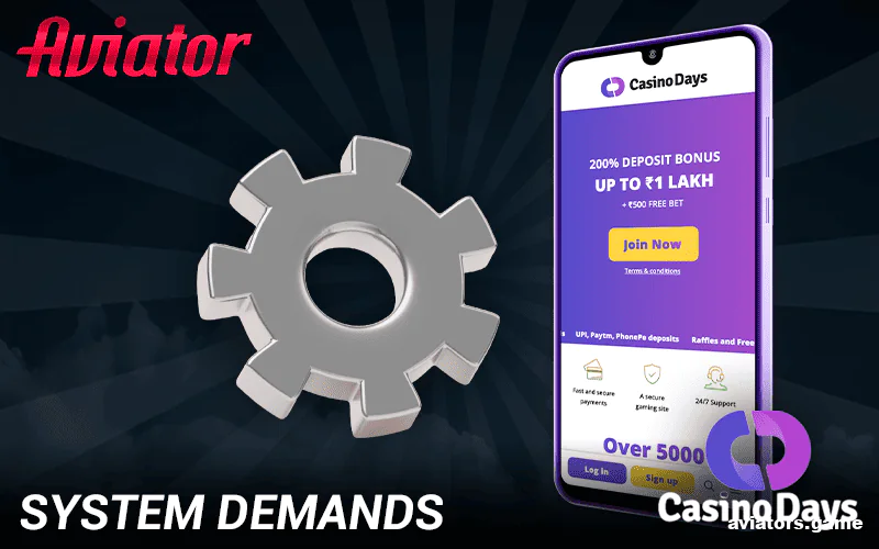 Technical specifications and device compatibility for the Casino Days Aviator mobile app