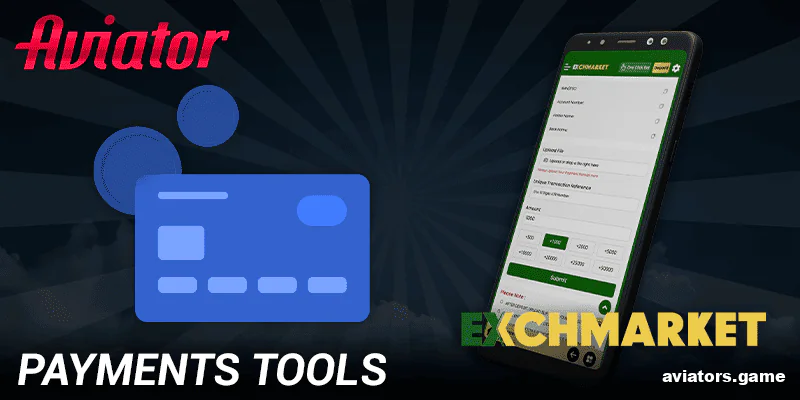 Payment methods available in the Exchmarket Aviator mobile app