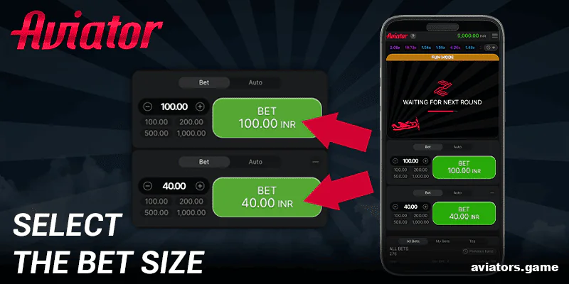 Setting up your bets and starting a session of Aviator on the Indibet mobile app