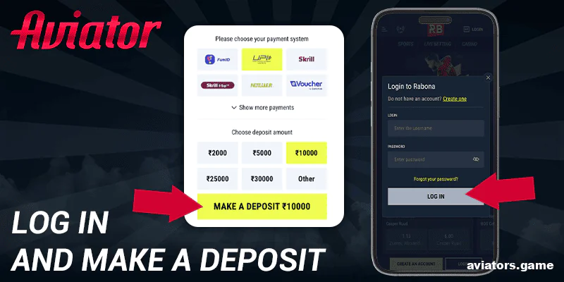 Start by signing into your Rabona Aviator account and topping up your balance.