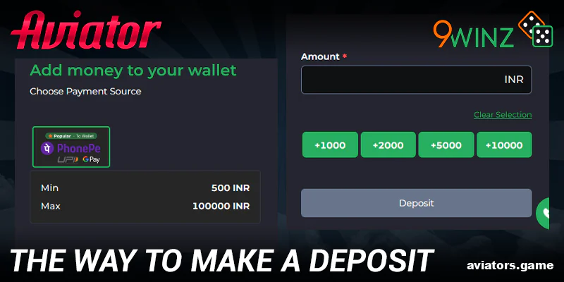 Adding money to your 9winz Aviator balance is straightforward. Just follow these simple steps:
