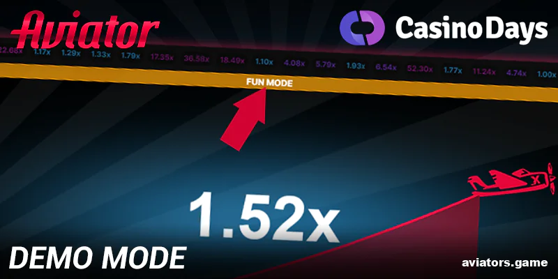 Free demo version of Casino Days Aviator for players in India
