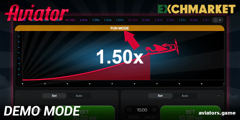 Free demo version of Exchmarket Aviator for players in India
